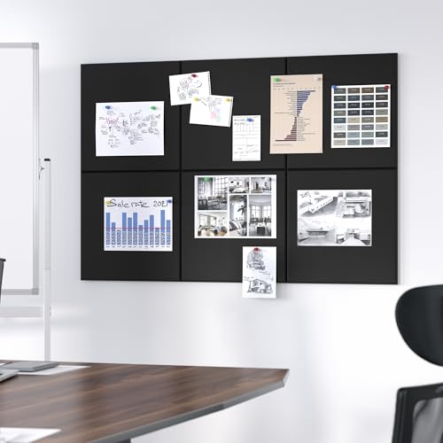 Large Felt Bulletin Board Tiles - 6 Pack Self-Adhesive Wall Pin Boards