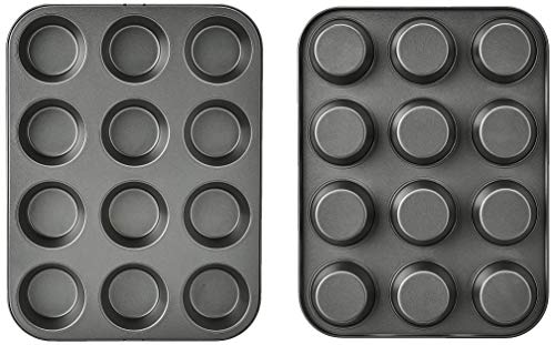 Nonstick 12-Cup Muffin Pan Set - Heavy-Duty Steel Cupcake Tray (2-Pack)