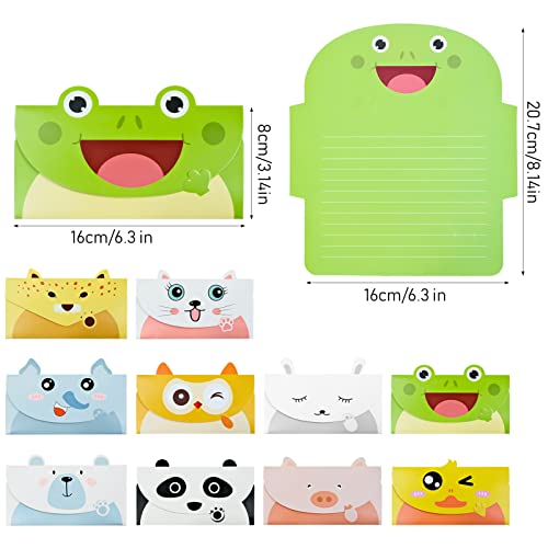 30 PCS Cartoon Animal Thank You Cards & Foldable Envelopes for Kids Party