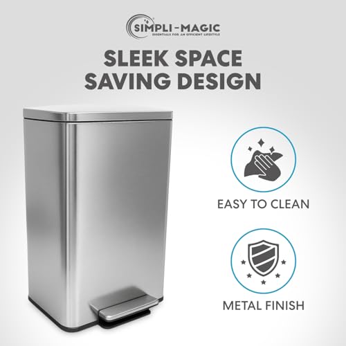 50 Liter Stainless Steel Step Trash Can with Soft-Close Lid