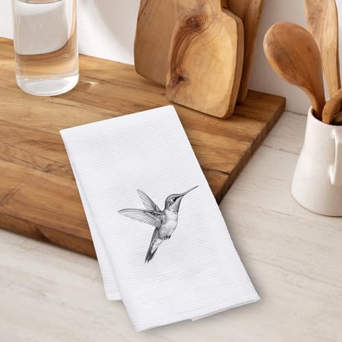 Hummingbird Kitchen Towels 16x24 Inch - Black and White Bird House Dish Tea Towel - Variation of THIS listing