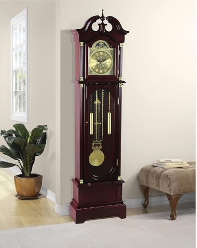 72 Inch Cherry Finish Grandfather Clock with Westminster Chime & Moon Dial