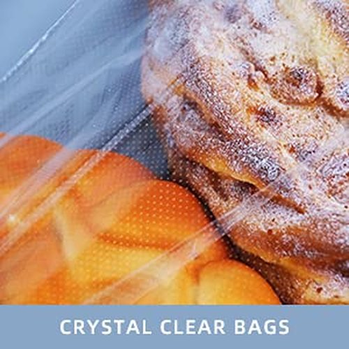 Lesibag 200Pcs 11 x 18 Inch Bottom Gusset Bread Bags with Ties, Clear Plastic Micro Perforated Bags for Homemade Bread and Bakery Loaf Baugette - Thickened, Freezer Safe