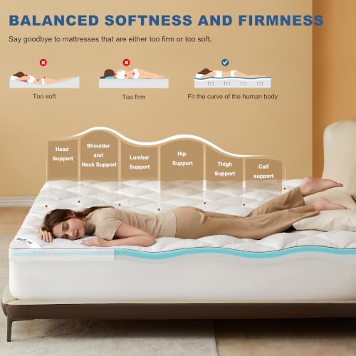 Queen Mattress Topper - 4-Inch Dual Layer Gel Memory Foam & Pillow Top