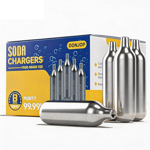 30 Pack 8g CO2 Cartridges for Soda Makers, Food Grade Non-Threaded Chargers