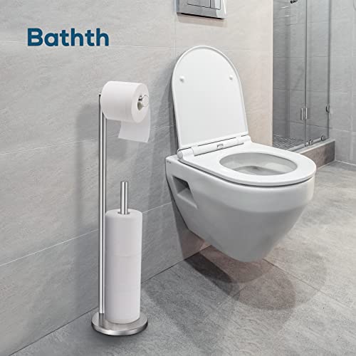 Free Standing Toilet Paper Holder Stand - Brushed Nickel Stainless Steel
