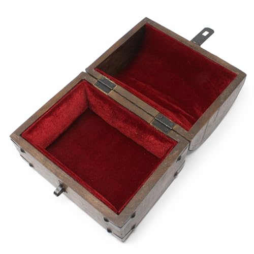 Small Wooden Treasure Chest with Velvet Lining and Antique Lock