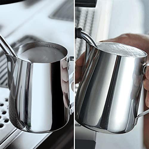 Stainless Steel Milk Frothing Pitcher 12 oz - Latte Art Pouring Jug