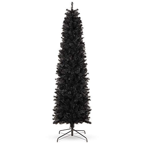 6ft Black Artificial Christmas Pencil Tree with 608 Tips & Metal Stand