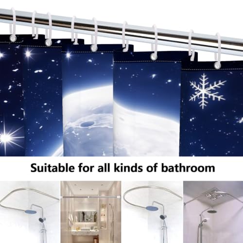 Canessioa Blue Winter Christmas Shower Curtain 72x72 inch Bathroom Decor