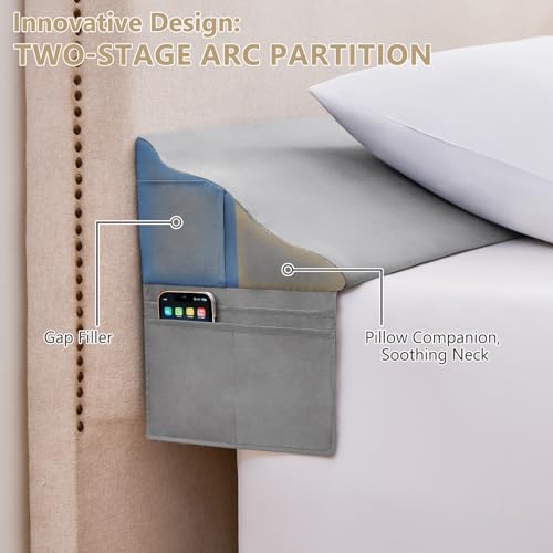 King Size Bed Wedge Pillow for Headboard Gap Filler, Grey