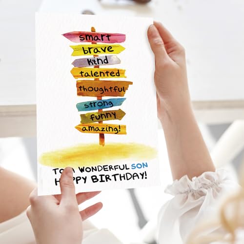 Birthday Greeting Card for Son from Parents with Envelope and Sticker