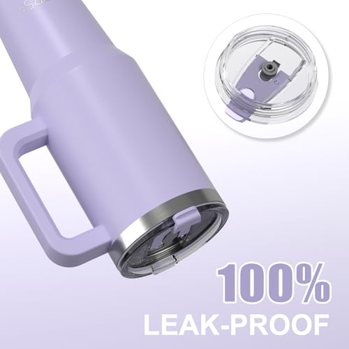 WATERSY 40 oz Purple Insulated Travel Tumbler with Handle, Lid & Straw