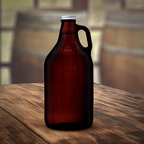 Amber Glass Beer Growler 64 oz. with Screw-Top Lid - Customizable