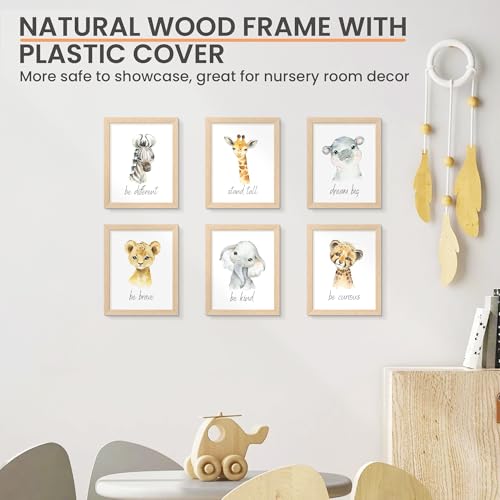 Natural Solid Wood 8x10 Picture Frame with 5x7 Mat for Wall or Tabletop