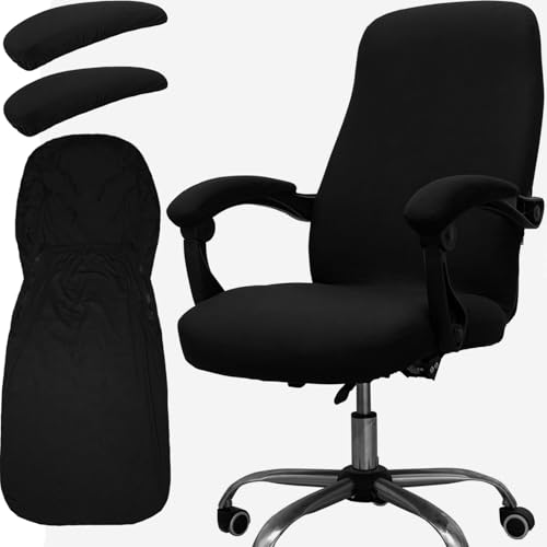Universal Stretch Desk Chair Cover with Arm Covers - Black