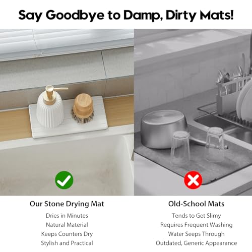3-Pack Diatomite Stone Sink Organizer Trays - Fast-Absorbing Counter Mat