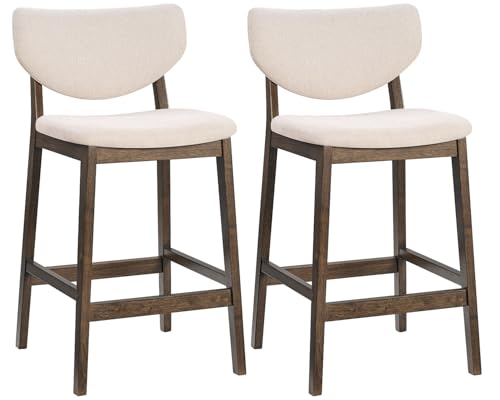 26-Inch Upholstered Counter Height Bar Stools with Back, Set of 2