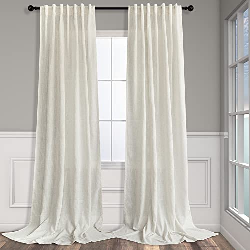 Natural Linen Blend Light Filtering Curtains 84 Inch - 2 Panel Set