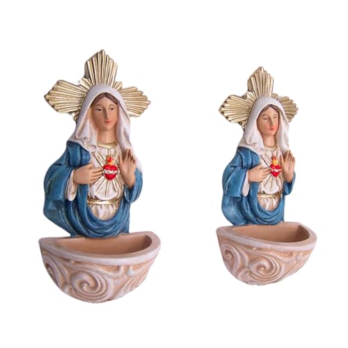Immaculate Heart Holy Water Font for Home - 5.75 Inch, 2-Pack