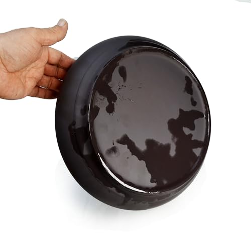YXHUPOT 10-Inch Dragon Pattern Clay Tea Tray Saucer Mat for Gongfu Tea, Black Glaze, 2L Capacity (L Dragon)