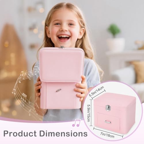 Musical Jewelry Box for Girls with Rotating Figure and Storage Drawer