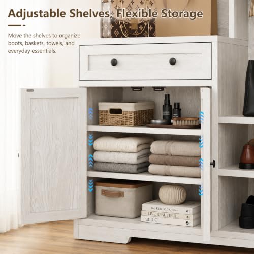 5-in-1 Hall Tree with Shoe Storage Bench & Coat Rack, 51-inch Entryway Organizer