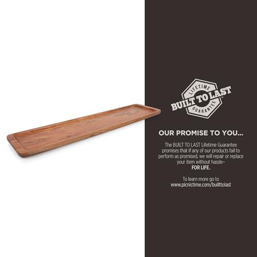 Picnic TIME Canapé Appetizer Serving Tray, Long Rectangular Charcuterie Board, Acacia Wood Cheese Board, Grazing Board (Acacia Wood)