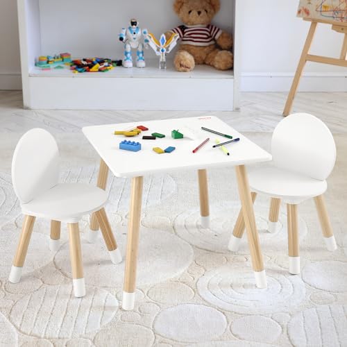 White Kids Table and Chairs Set - Toddler Multi-Activity Play Furniture