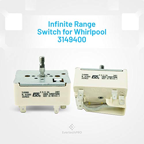 Infinite Switch for Electric Range Stove, WP3149400 Burner Replacement Part