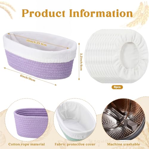 Ferrochef 4-Piece 10 Inch Oval Banneton Proofing Baskets Set with Liners & Covers - Rich Color