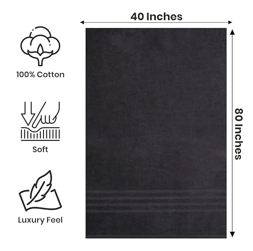 Jumbo Bath Sheets 40 x 80 Inches, 100% Cotton Extra Large Towels - 2 Pack