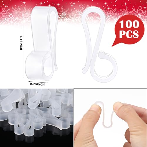 100 Pcs Outdoor Gutter Clips for Christmas String Lights, Weatherproof Hooks