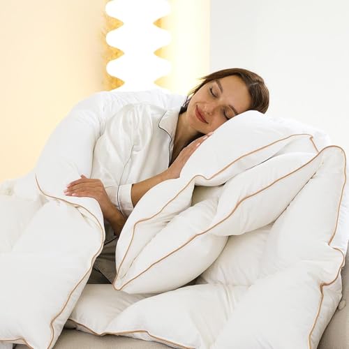100% Cotton Feather Down Fiber Comforter & Duvet Insert with Corner Tabs