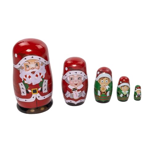 Kurt Adler Santa Nesting Doll Set - 5 Piece Holiday Matryoshka Decor