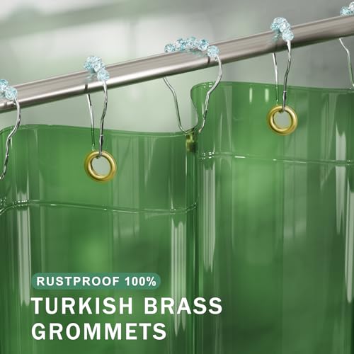 Heavy Duty EVA Shower Curtain Liner, 72x72 Inch Clear Green Weighted Liner