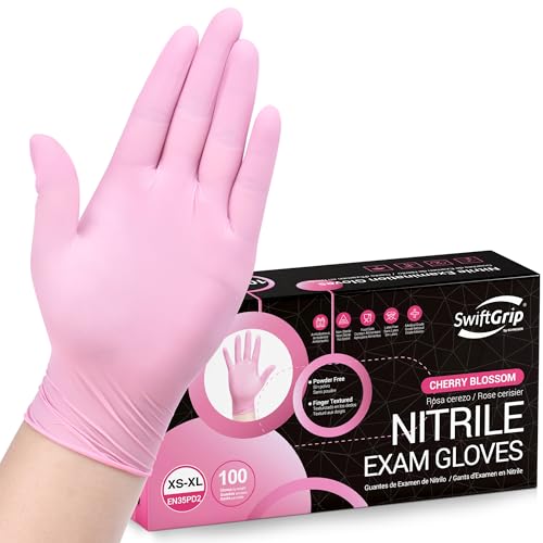 SwiftGrip Pink Nitrile Gloves 3-Mil Small Disposable 100-Ct Box