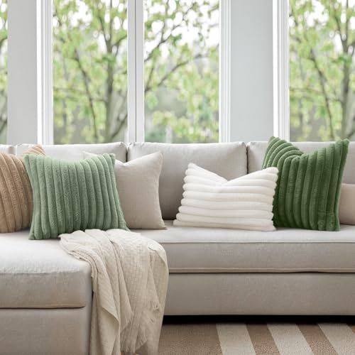 MIULEE Faux Fur Throw Pillow Covers 18x18 Set of 2 - Soft Plush Cushion Covers