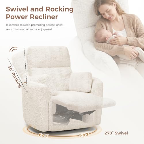 Power Swivel Glider Recliner with USB Charging and Night Light