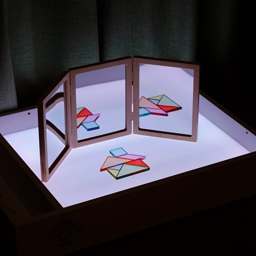 3-Panel Folding Mirror for Preschool Classrooms and Light Table Exploration