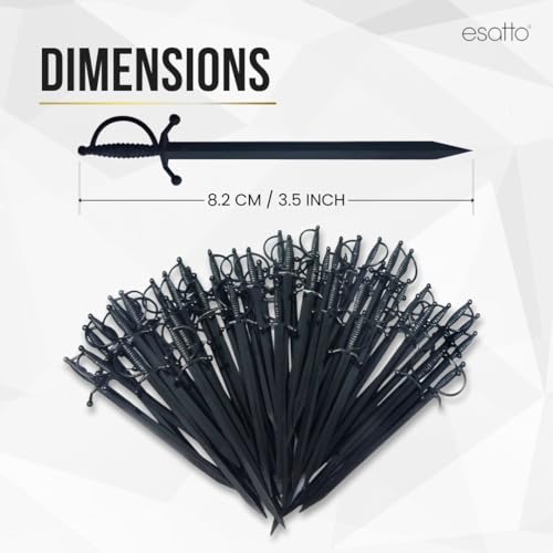 Esatto Black Sword Cocktail Picks 3.23 Inch 1000 Pack for Drinks & Party
