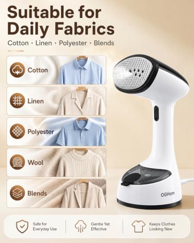 OGHom Handheld Foldable Clothes Steamer - 1000W Travel Garment Steamer