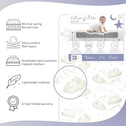 2-in-1 Breathable Spring Coil Crib & Toddler Mattress, Waterproof, 5-Inch