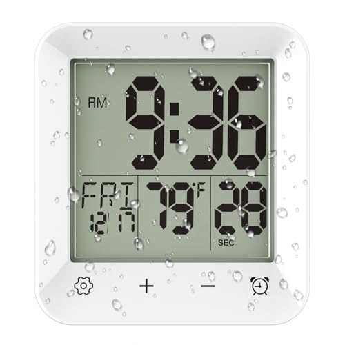 Waterproof Digital Shower Clock with Countdown Timer and Temperature Display