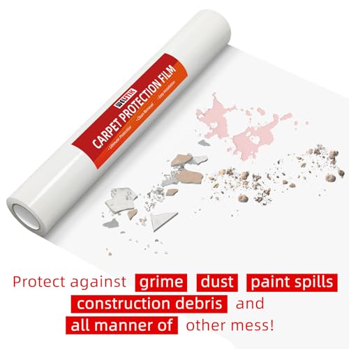 Clear Carpet Protector Film 24" x 200' - Heavy Duty Self-Adhesive Plastic Roll