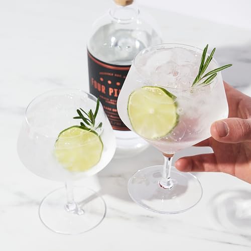 Viski Raye Set of 2 Angled Crystal Gin & Tonic Glasses 14oz - Premium Cocktailware