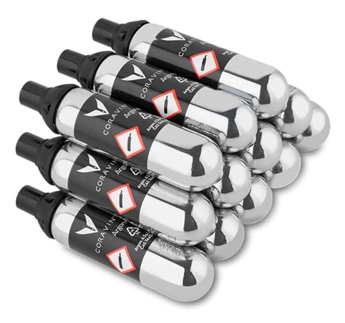 Pure Argon Wine Preservation Gas Cartridges - 12 Pack Refill Capsules