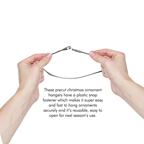 Christmas Tree Ornament String Hooks - Silver Metallic Snap Fasteners (200 Pack)