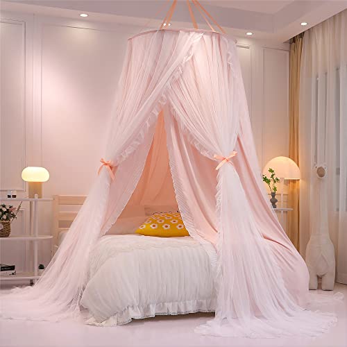 Double Layer Round Dome Bed Canopy Curtain & Mosquito Net for Kids Bed