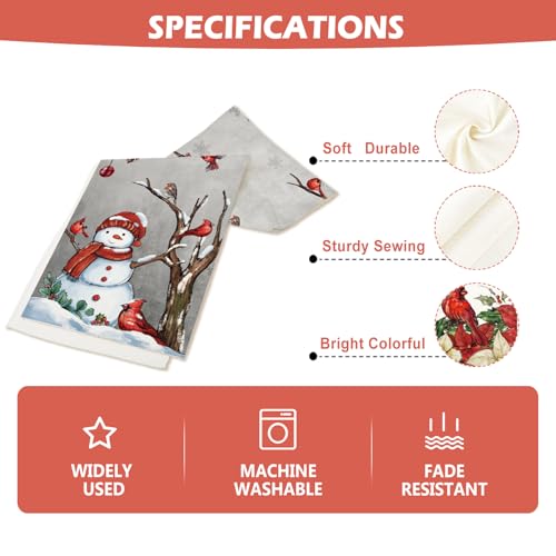 Cloudfomila Christmas Red Bird Branch Table Runner 13x90 inches Seasonal Holiday Decor